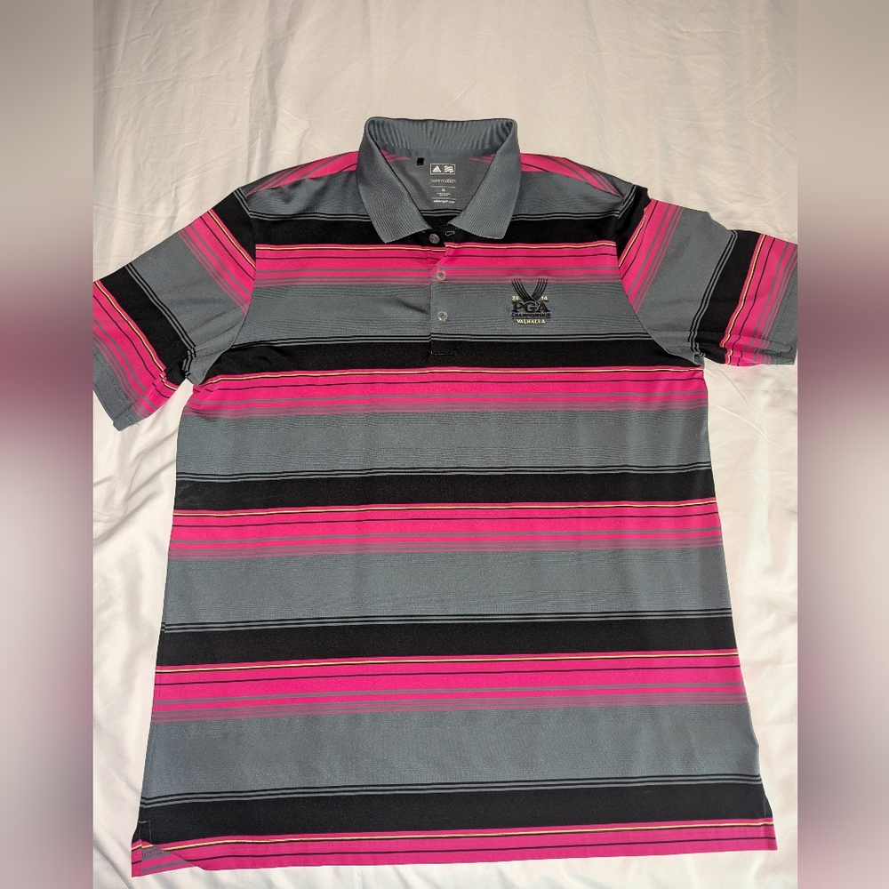 Adidas 2014 PGA Championship Valhalla Men's XL Puremotion Striped Polo‎ Shirt